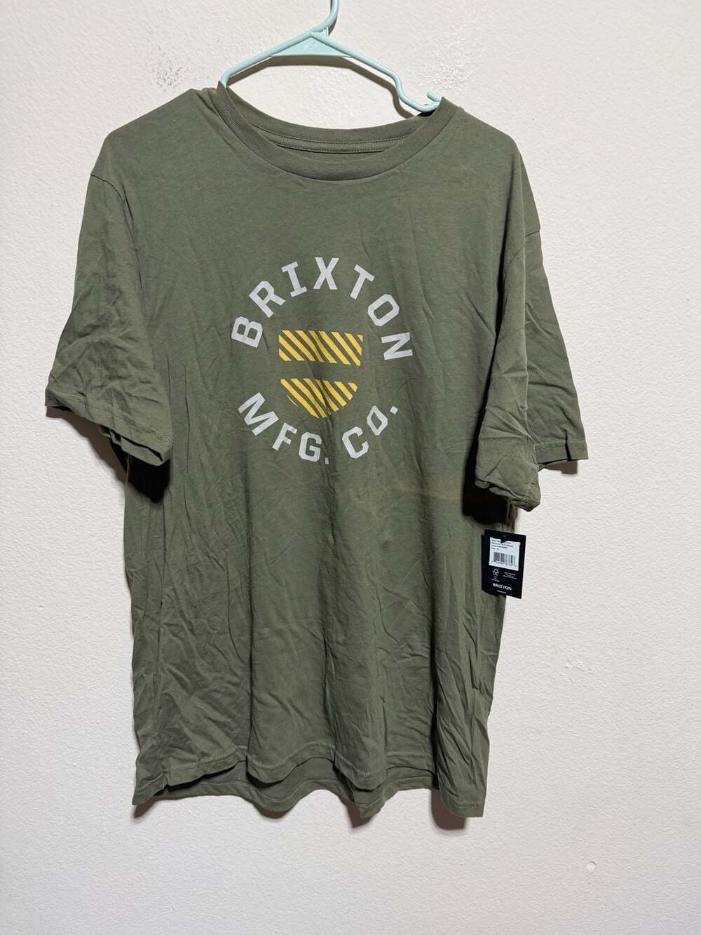Brixton Crest Shield Short Sleeve Tailored Fit T-Shirt Military Olive